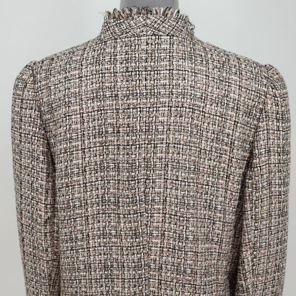 Ann Taylor Jacket Womens 16 Beige Ivory Double Breasted Fringe Lined Blazer - Picture 11 of 16